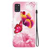 For Samsung Galaxy A21s Crystal Texture Colored Drawing Leather Phone Case(Pink Butterflies)
