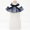 Dog Shawl with Bow Tie, Navy Blue Grid, M (20-25cm Neck) - Cat/Dog Bandana Bib