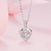 BSN299 Sterling Silver S925 Rose Heart Pendant White Gold Plated Zircon Necklace