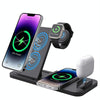 4-in-1 Foldable Desktop Mobile Phone Watch Earphones Wireless Charger(Black)