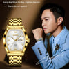 OLEVS 5528 Men Business Dual Calendar Wine Barrel Waterproof Quartz Watch(White + Gold)