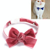 Velvet Bow Collar for Cats, Dogs & Rabbits (S, 17-30cm, Bean Paste)