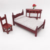 1:12 Mini House Toy Pocket Furniture Simulation Single Bed(Mahogany)