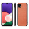 For Samsung Galaxy A22 5G Carbon Fiber Texture Leather Back Cover Phone Case(Brown)