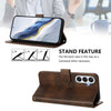 For Samsung Galaxy A05s Global / F14 4G Line Splicing Buckle Retro Leather Phone Case(Brown)