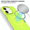 For iPhone 12 Shockproof MagSafe Armor PC Hybrid TPU Phone Case(Fluorescent Green+Gray)