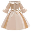 Girls European Style Embroidered Dress Prom Dress, Size:140cm(Champagne)