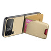 For Samsung Galaxy Z Flip4 Twill Fabric Leather Skin Card Bag Magnetic Back Phone Case(Khaki)