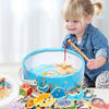 Wooden Magnetic Children Marine Fishing Puzzle Toys, Style: Boxed 28 Fish