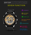 SANDA 793 large Dial Tide Watch Student Fashion Trend Multi Function Double Glow Waterproof Electronic Watch(Black)