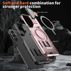 For Samsung Galaxy A05s Shield Frame Holder MagSafe Phone Case(Rose Gold)