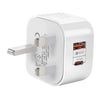 YSY-6087 20W PD + QC 3.0 Dual Ports Travel Charger Power Adapter, UK Plug