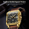 OLEVS 9925 Men Square Dial Multifunctional Waterproof Quartz Watch(Black + Gold)