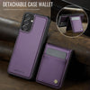 For Samsung Galaxy A34 5G JEEHOOD J06 British Style RFID MagSafe Card Bag PU Phone Case(Purple)