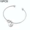 10pcs Alloy Letter A Bracelet Snake Chain Charm Bracelets(White)