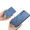 For Samsung Galaxy A54 5G Retro Cross Leather Ring Side Insert Card Bag MagSafe Phone Case(Blue)