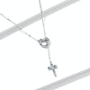 S925 Sterling Silver Heart Cross Women Nacklace Jewelry