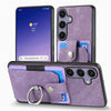 For Samsung Galaxy S25 Ultra 5G Retro Skin-feel Ring Card Wallet Phone Case(Purple)