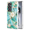 For Samsung Galaxy S25 Ultra 5G Splicing Marble Flower IMD TPU Phone Case(Blue Flower)