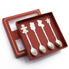 4pcs /Pack Christmas Stainless Steel Spoon Tableware Gift Set, Color: Silver Red Box