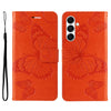For Samsung Galaxy A26 5G Global 3D Butterfly Embossed Pattern Flip Leather Phone Case(Orange)