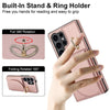For Samsung Galaxy S25 Ultra 5G Ring Holder Card Bag Skin Feel Phone Case(Rose Gold)