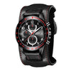 Ochstin 7233 Multifunctional Business Leather Wrist Wrist Waterproof Quartz Watch(Black+Red)