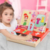 Drawer Type Double-sided Drawing Board Puzzle Magnetic Cartoon Dress Up Wooden Toys(Number Tangram)