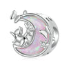 S925 Sterling Silver Plated Platinum Fantasy Opal Moon Cat Pendant(SCC2880)
