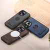 For iPhone 15 Pro Suteni G2 Holder Denim Leather Back MagSafe Phone Case(Brown)