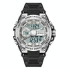 SANDA 6092 Luminous Dual Time Display Waterproof Sports Watch(Black Silver)