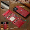 For iPhone 15 LC.IMEEKE L5 Series Detachable RFID Card Bag Magsafe Phone Case(Red)