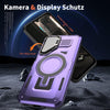 For Samsung Galaxy A14 4G / 5G Shield Frame Holder MagSafe Phone Case(Purple)