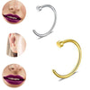 5pcs Stainless Steel Nose Ring Without Hole C-Shape Nose Staple Lip Band Earrings, Size: 0.8 x 10+2(Gold)