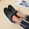Spring and Autumn Rhinestone Flying Woven Women Sneakers Casual Breathable Shoes, Size: 35(White)