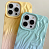 For iPhone 15 Pro Wrinkle Gradient Oily Feel TPU Phone Case(Blue Green)