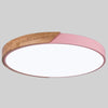 Wood Macaron LED Round Ceiling Lamp, Stepless Dimming, Size:23cm(Pink)