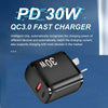PD30W USB-C / Type-C + QC3.0 USB Charger with 1m Type-C to 8 Pin Data Cable, AU Plug(White)