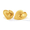 OPK GE938 1pair Simple Stainless Steel Heart Ruffled Earrings
