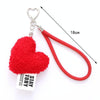 Imitation Wool Plush Heart Keychain Mobile Phone Wrist Lanyard(Black)