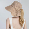 8112 Ladies Sunshade Large Brim Ponytail Bucket Hat(Khaki)