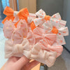 10pcs /Set  Big Bow Flower Elastic Hairbands Children Girls Sweet Hair Ties, Style: Orange Series