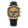 Ochstin 6042C Fashion Leather Waterproof Luminous Quartz Men Watch(Gradient Gold Black)