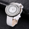 CAGARNY 6878 Water Resistant Fashion Women Quartz Wrist Watch with Leather Band(White+Silver)