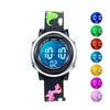 JNEW A380-20090-5 Children Cartoon Dinosaur Rhino Waterproof Time Recognition Colorful Backlight LED Electronic Watch(Black)