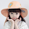 1015 Summer Children Sun Hat Outdoor Sun Protection Bucket Hat With Shawl(Orange)