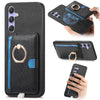 For Samsung Galaxy A24 5G Retro Cross Leather Ring Side Insert Card Bag MagSafe Phone Case(Black)
