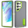 For Samsung Galaxy S25 Ultra 5G Rugged PC Hybrid Silicone Phone Case with Holder(Grey+Fresh Green)