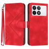 For Xiaomi Redmi K70 Line Pattern Skin Feel Leather Phone Case(Red)