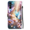 For Samsung Galaxy A13 5G Crystal Texture Colored Drawing Leather Phone Case(Butterfly Love Flower)